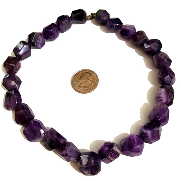 Amethyst Chunky Faceted Nugget Choker - Picture 6 of 7